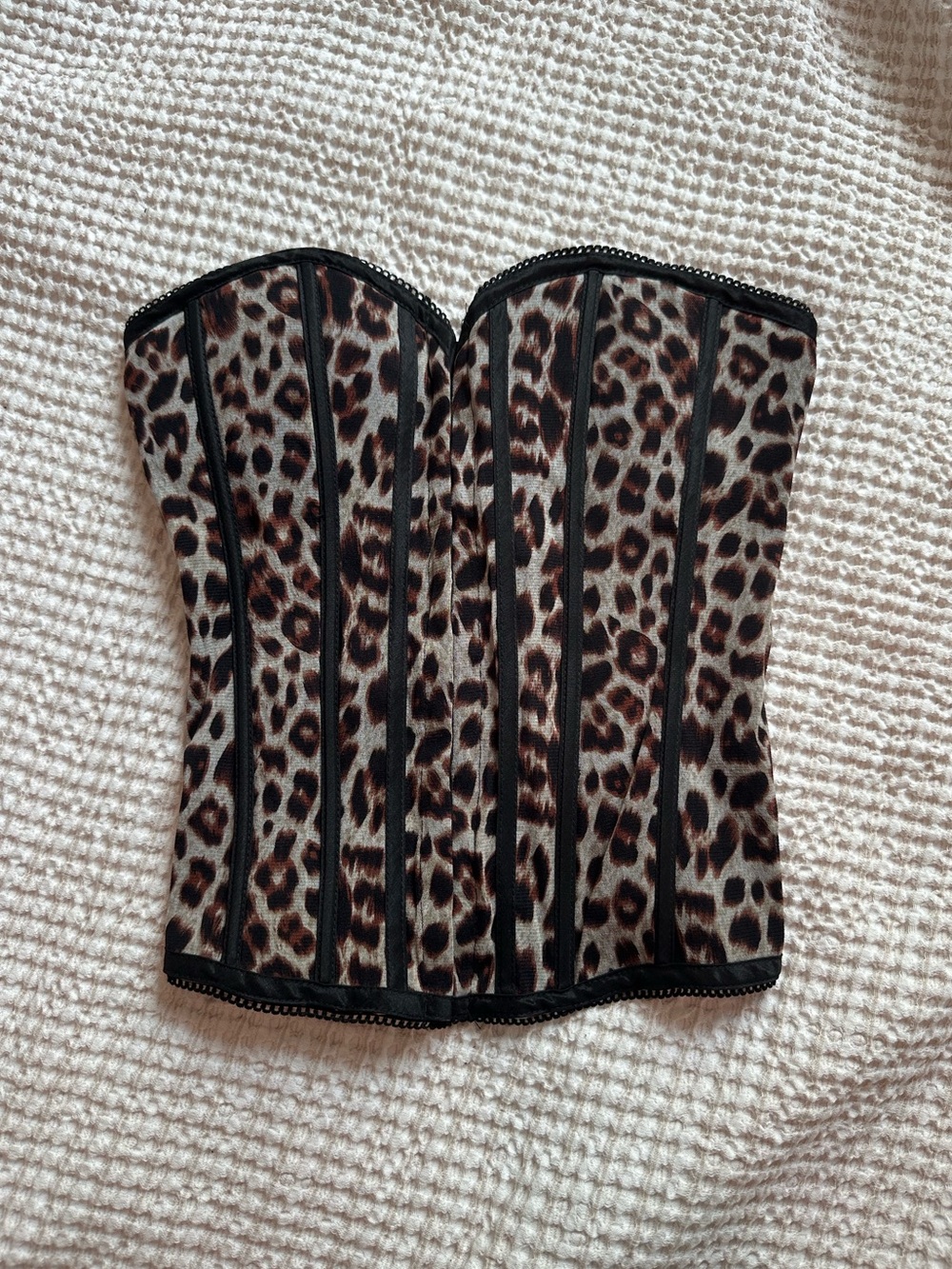 Leopard Print Boned Corset Top - Brown & Black